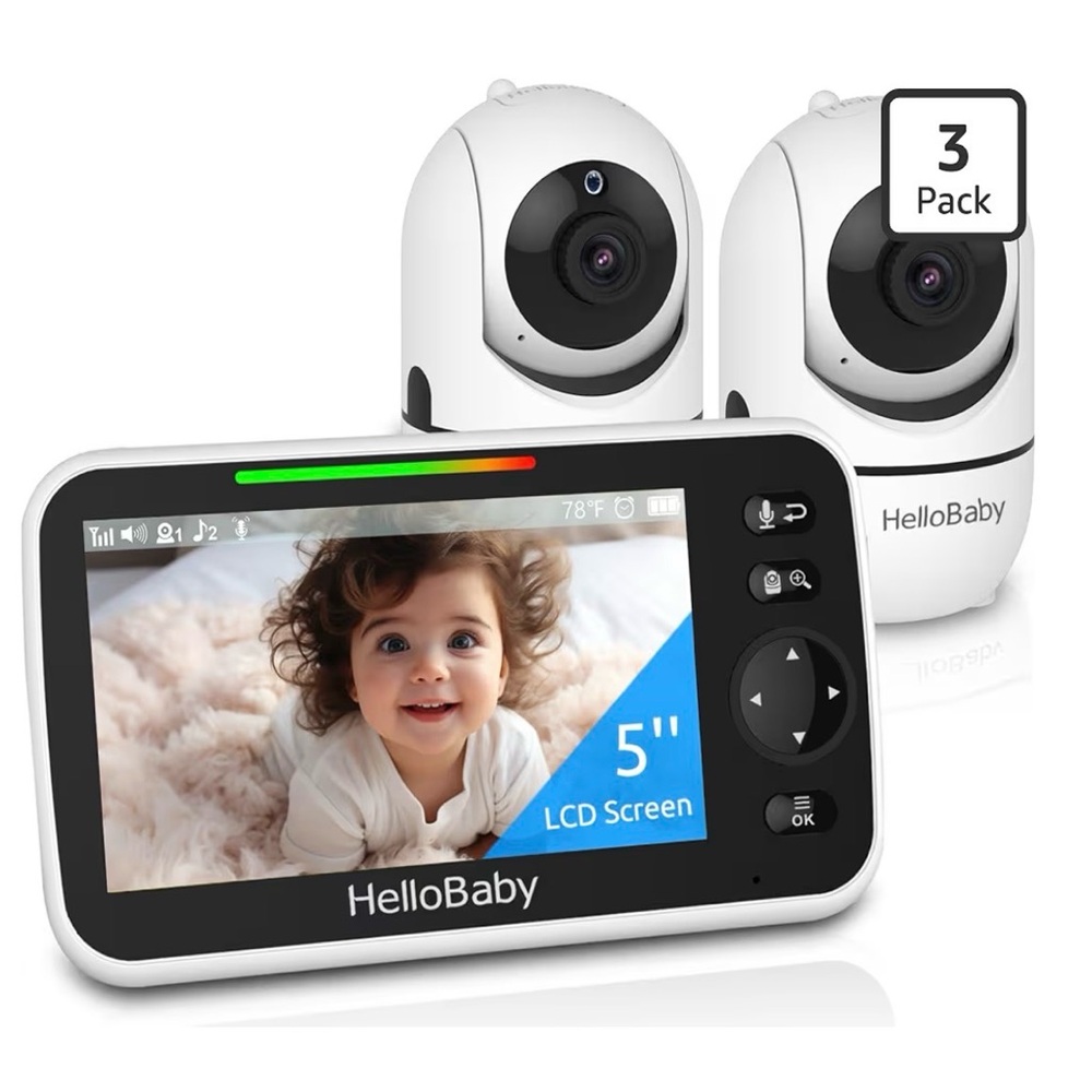 HelloBaby 5" LCD Baby Monitor 3-Pack